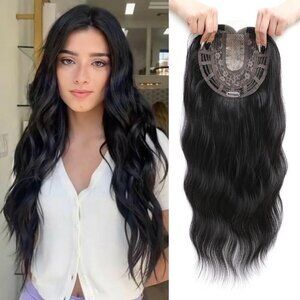 7X7 Synthetic Hair Topper for Women Curly Wavy Heat-Resistant Natural Look